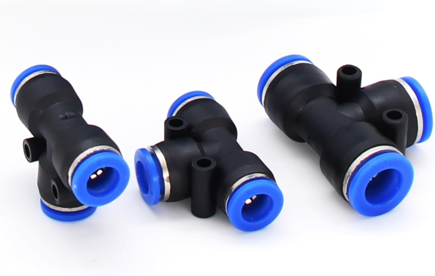 50 raccordi pneumatici in polietilene a 3 vie per tubi da 4 mm, 6 mm, 8 mm, 10 mm, raccordi a bloccaggio rapido per tubo dell'aria in plastica resistente
