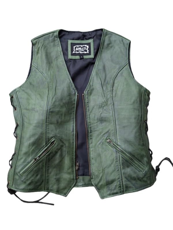 Original Clothes - Lederweste - Ladies Lederkutte -Grün
