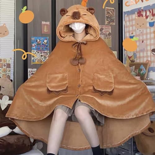 Manta de capibara suave con capucha para combatir el frío en invierno 7