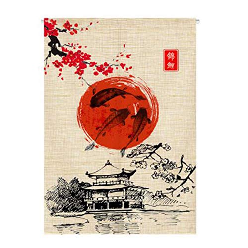 Maya Star Cortina de entrada estilo japonés Noren con pintura de tinta,...
