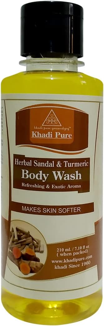 Khadi Pure Herbal Sandal & Turmeric Body Wash, 210 ml