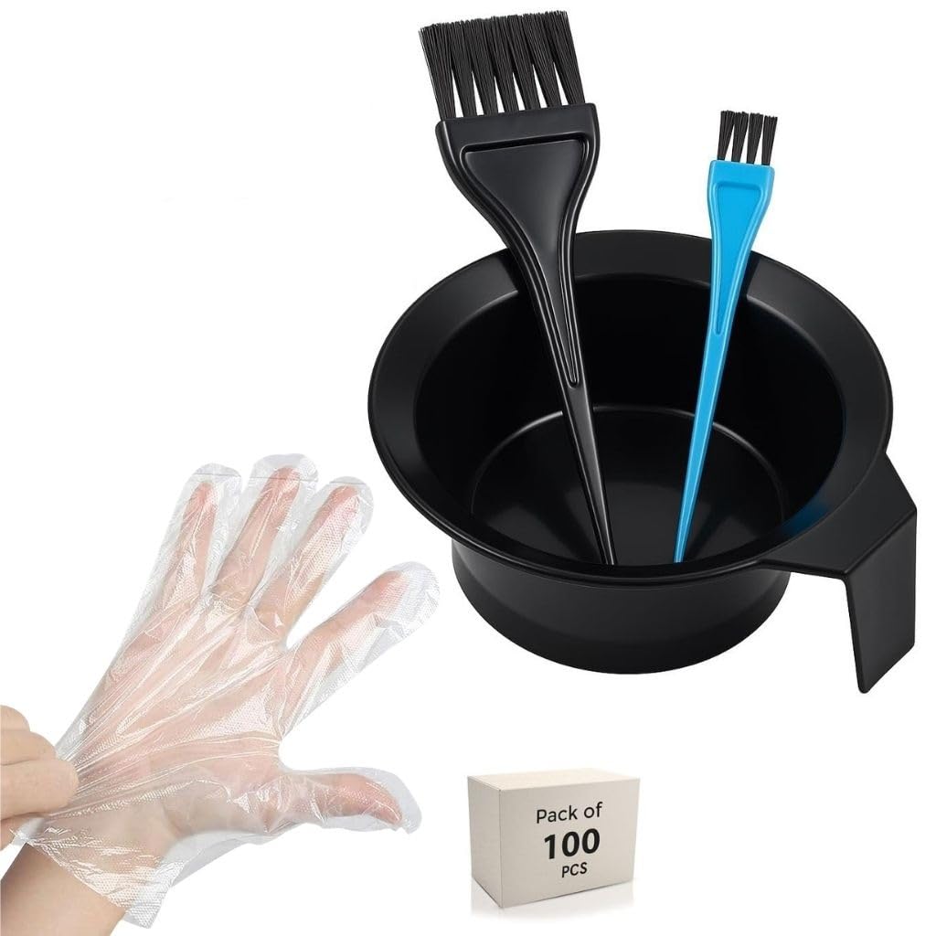 Lucifer Hair Dye Mixing Bowl Set with 2 Tinting Brushes and 100pcs Disposable Hand Gloves – Professional Salon Hair Coloring Kit for Home & Salon Use-picture-49