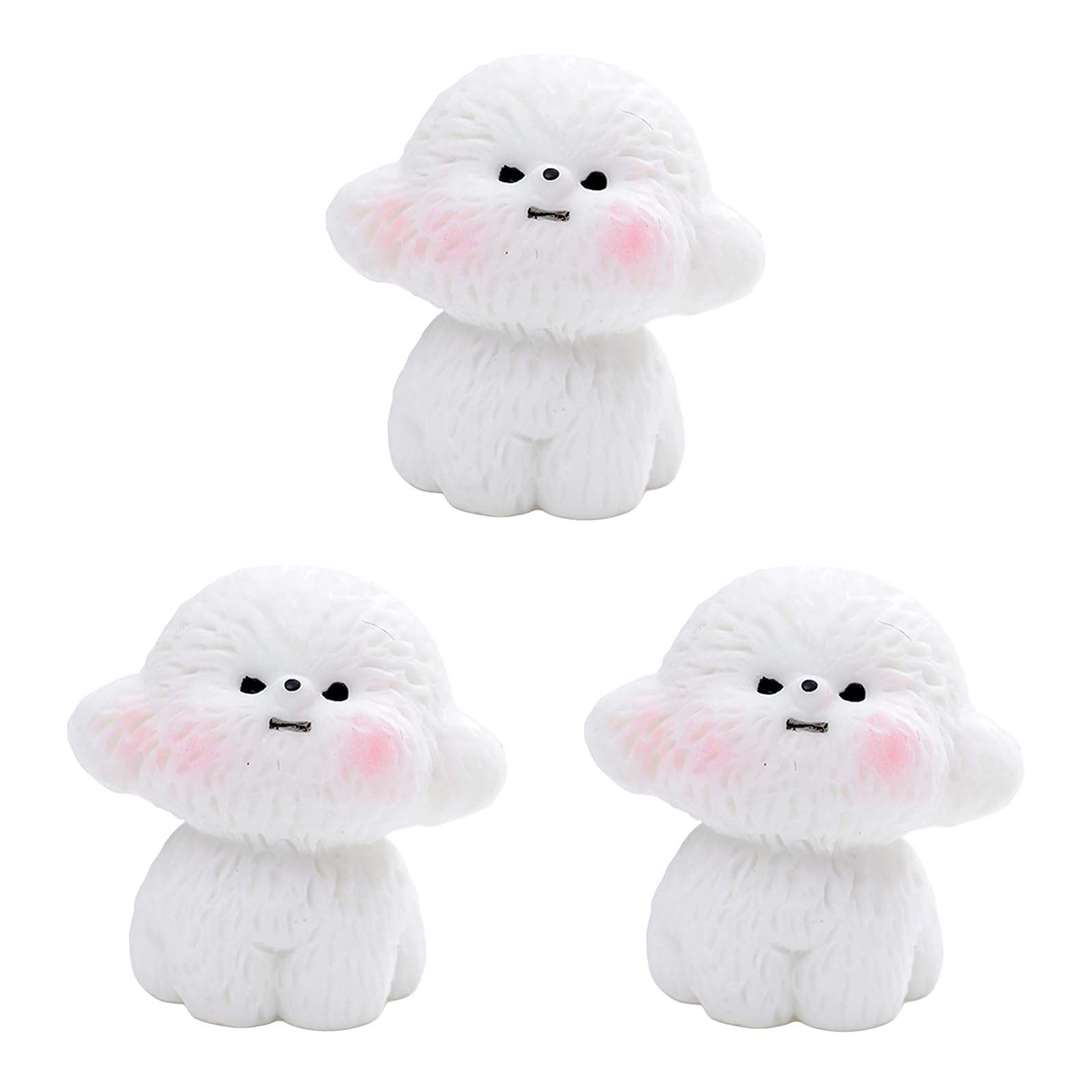 Virelynx 3Pcs Car Dashboard Decor – Cute Fleece Dog Figurines Resin, Mini Ornaments Adhesive for Women Car Interior Decoration