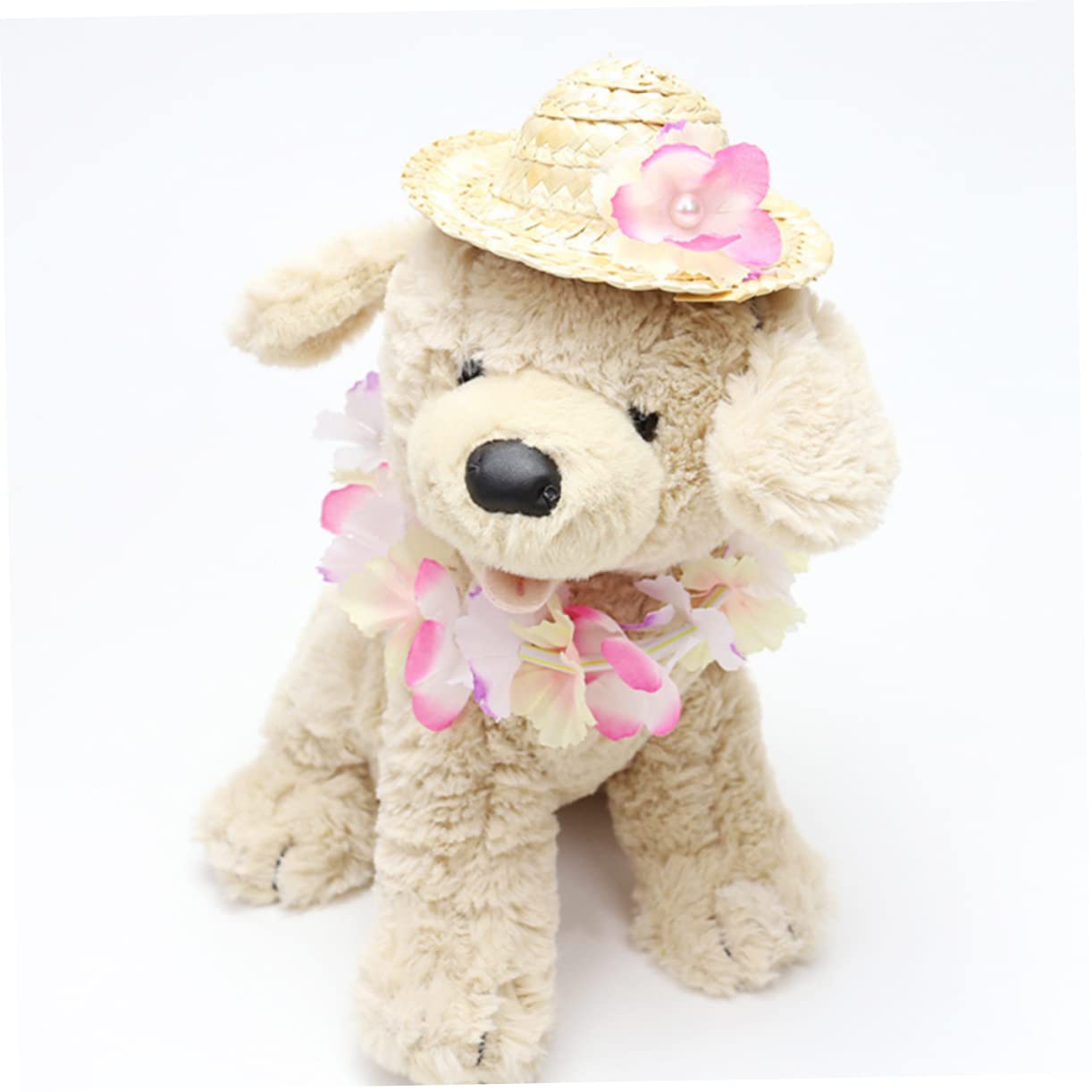 BESPORTBLE 1Set Summer Dog Garland and Casual Pet Caps for Beach Parties Photography Comfortable Straw Pet Accessory for Dogs and Cats