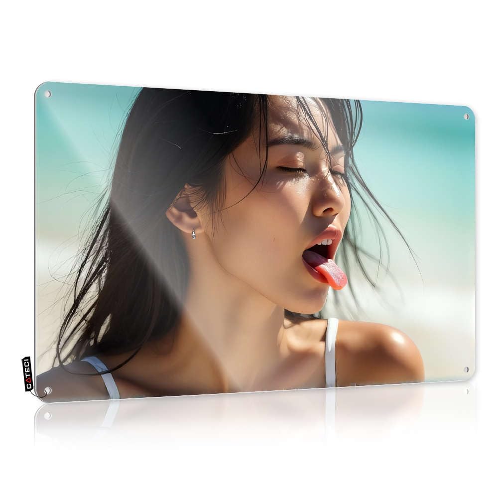 Fun Poster, Framed Gift For Girlfriend A Woman With Wet Hair Enjoying The Beach. | Farmhouse Pub Decor(30X40CM)
