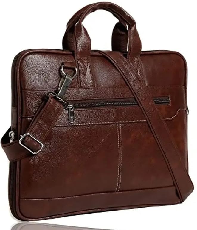 16" Professional Textured Leather Laptop Sleeve Bag - Slim Business Briefcase for Men & Women | Fits 15.6/16" Laptops | Water-Resistant Shoulder Satchel with Matching Adjustable Strap-image-33