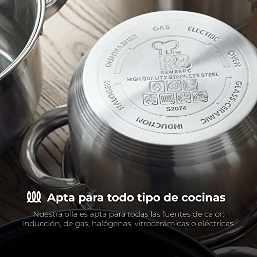 RENBERG-Alexander-Olla-de-Cocina-Olla-Alta-de-32-x-25-cm-y-20-Litros-con-Tapa-de-Cristal-Acero-Inoxidable-Menaje-de-Cocina-Fondo-Encapsulado-de-5-Capas-Para-Todo-Tipo-de-Cocinas