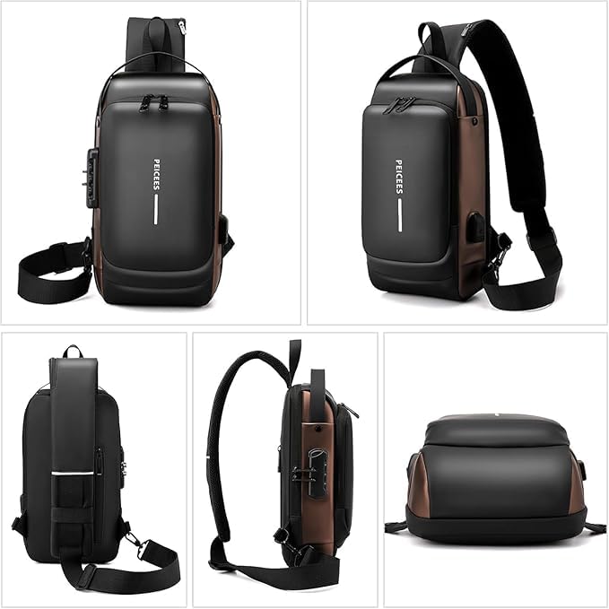 Image of IMNISHNAY Stylish Sling Bag for Men with USB Charging Port | Waterproof Crossbody Shoulder Bag for Travel, Office & Daily Use