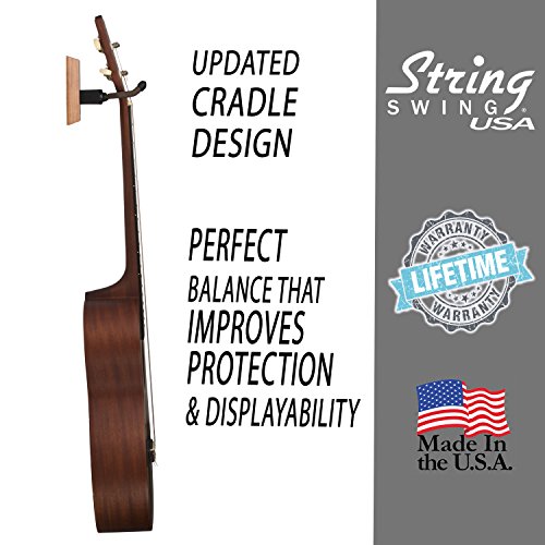 image for Ukulele Hanger Wooden Wall Mount Made in the USA or Mandolin Hanger - 