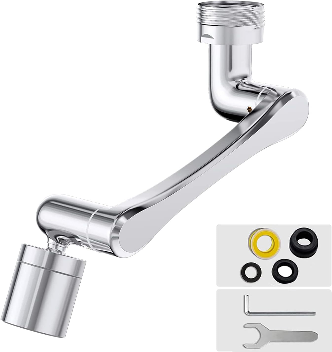 Faucet Extender Aerator,Solid Brass Kitchen Sink Tap Aerator 1440° Rotatable 2 Spray Mode Tap Spray Head Faucet Attachment for Kitchen/Bathroom (Silver)