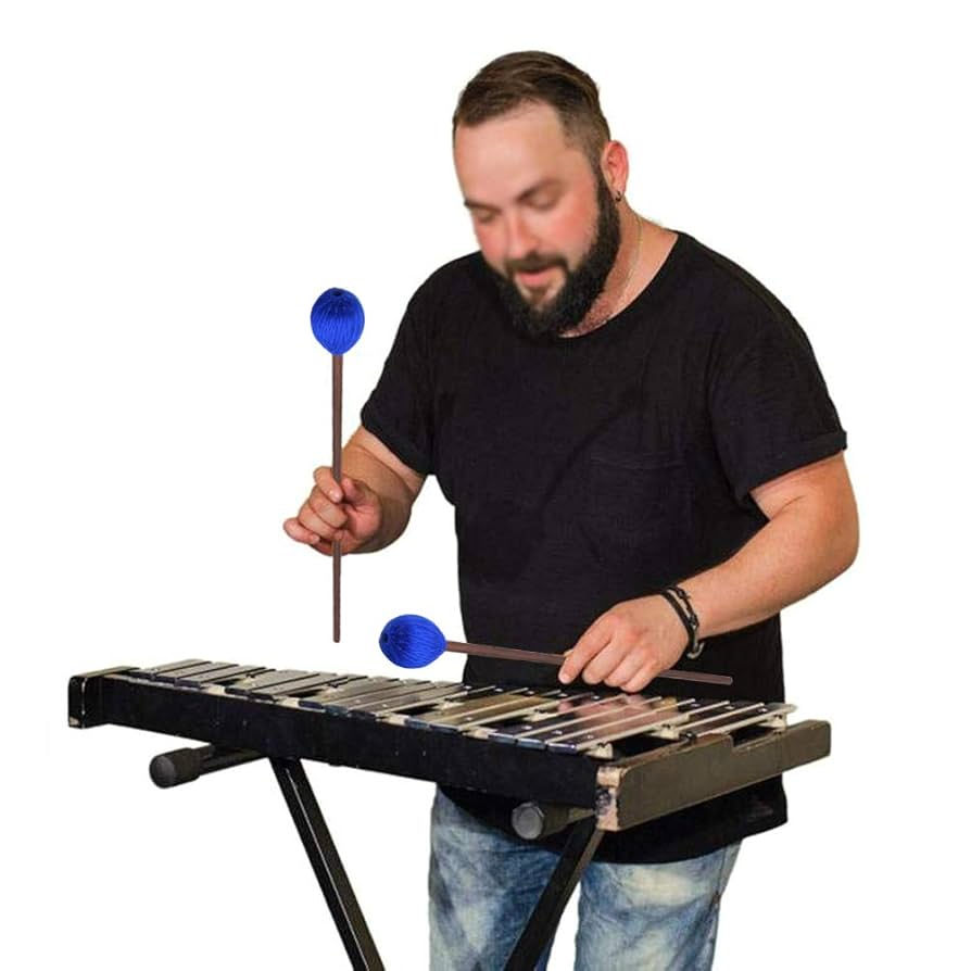 Amazon | Vankcp 2 Pair Marimba Mallets Medium Blue Hard Yarn