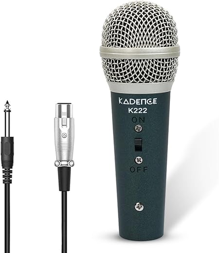 Kadence K222 Home Series Wired Mini Mic | 10ft Cable with 6.35mm Jack | Dynamic Cardioid Pickup | On/Off Switch | Studio &...