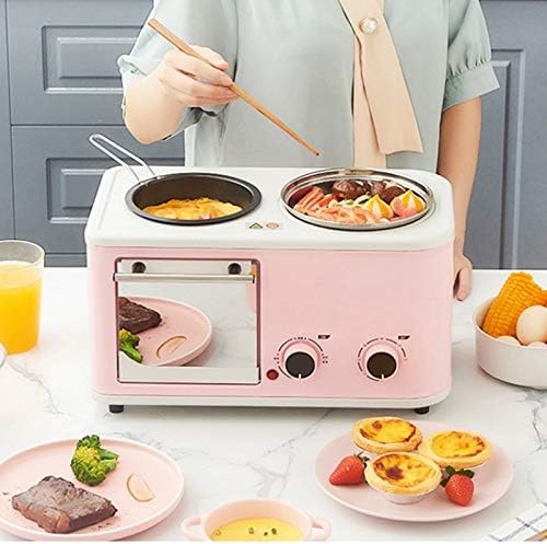 Electric 3 in 1 Household Breakfasthine Mini Bread Toaster Baking Oven Omelette Fry Pan Hot Pot Boiler Steamer,