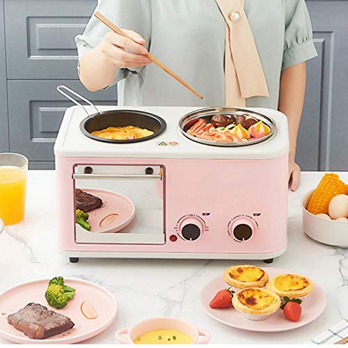 Forno Elettrico 3 in 1 per la Colazione, Mini tostapane per Pane, frittata, Padella, pentola Calda, vaporiera.,