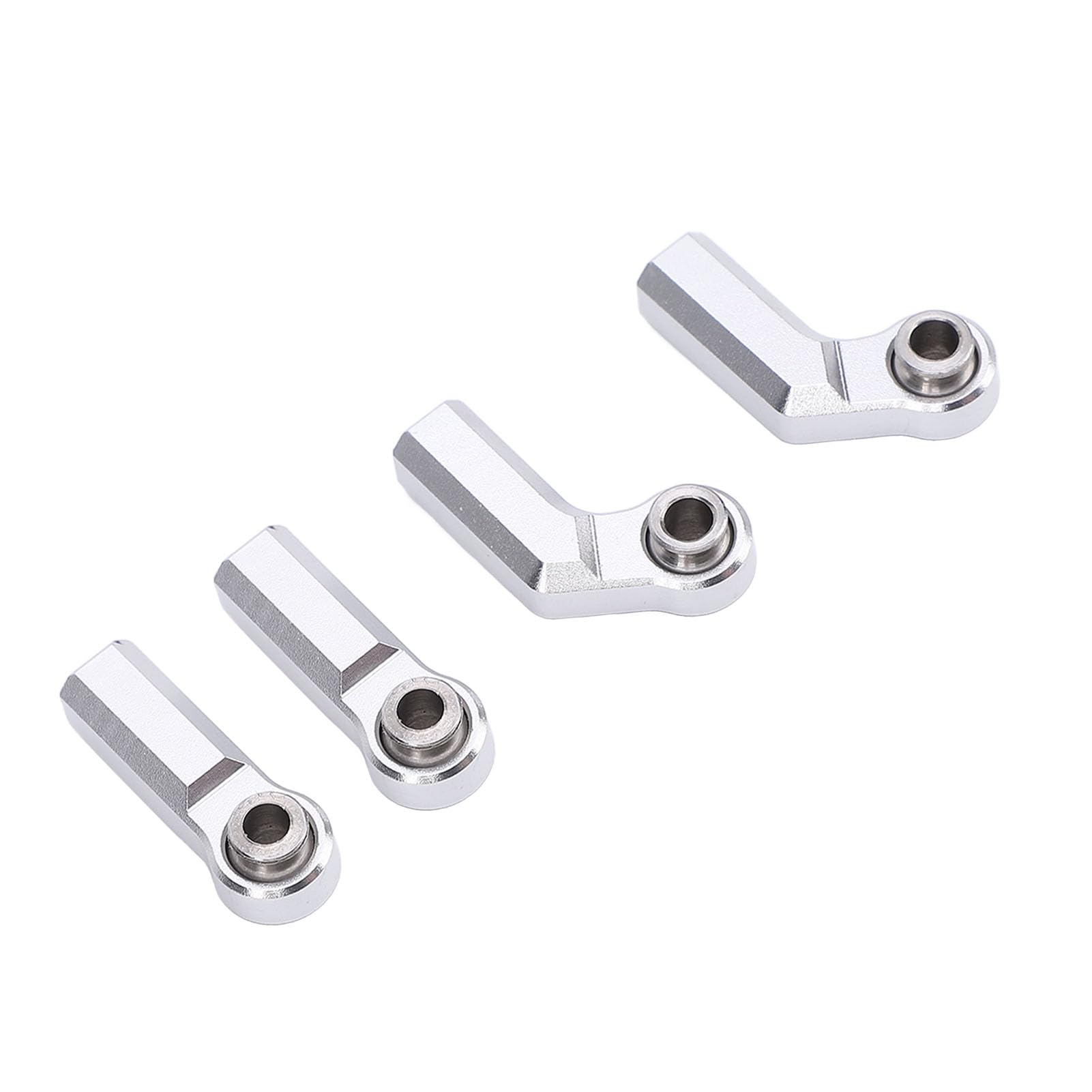 JAOCDOEN 4Pcs RC Car Ball Joint for 1/10 Model Car M4 Metal CW Positive Thread 7.0 Tool 2 Curved 2 Straight (Silver)