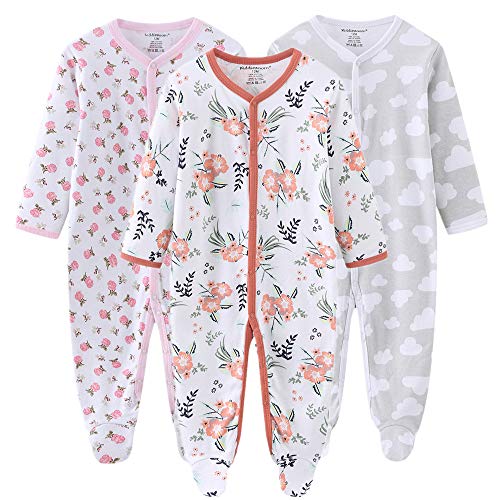Image of Kiddiezoom Baby Footed Cotton One-Piece Romper Jumpsuit