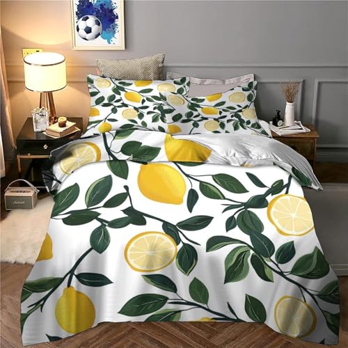 Drap de couette branches de citronnier en microfibre entretien facile qui ne se froisse pas - 6
