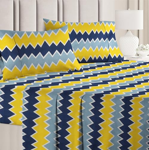 Image of HOMEKART 3D Printed 144 Tc Microfiber Double Bedsheet with 2 King Size Pillow Covers Breathable | Wrinklfree | Summer | Topsheet (Yellow Cricle Print, 90 x 90 Inches)