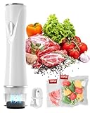 Jcuumld Sellador al vacío de mano para alimentos con tanque de agua visible, máquina selladora al vacío inalámbrica compacta con 30 bolsas de vacío reutilizables para 10 veces más conservación y