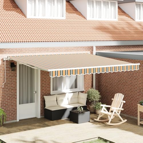 IKAYAA Toldo Motorizado 4 x 3 m, Toldo Electrico Exterior, Toldo Articulado Eléctrico con Mando a Distancia, Toldo Brazo Extensible para Terraza, Jardín, Verde y Amarillo