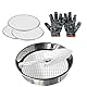 Tefola Bodensieb Sieb Set, Edelstahl Gartensieb, Rundes Mesh Gartensieb, Tragbares Gartengerät mit 3 austauschbaren Sieben für Steine, Erde Unkraut, Kompost, Katzenstreu, Filtration