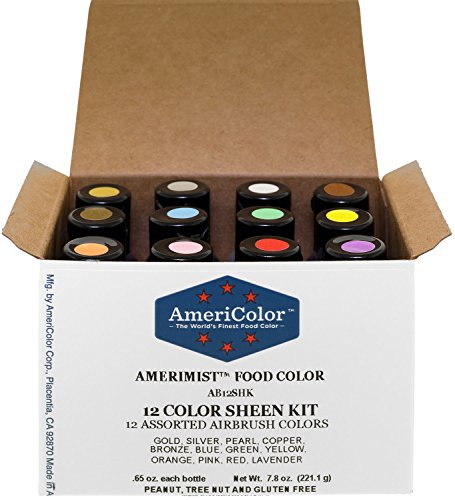 Americolor 12 Color SHEEN - PEARLESCENT Airbrush Color Kit 7.8 oz. Ounce (0.65 Oz each bottle)