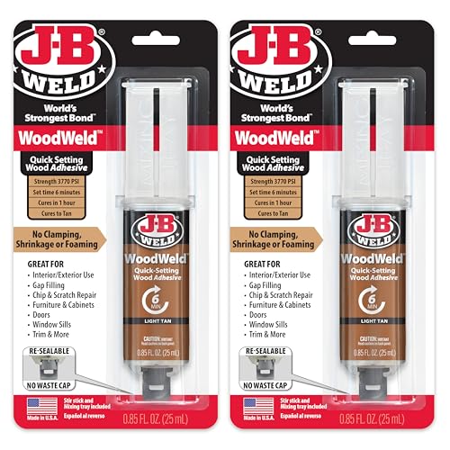 J-B Weld WoodWeld Syringe, Light Tan, 25ml 2 Pack