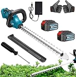 2026Neues Upgrade Akku Heckenschere,Ersatz für Makita 18V,Drahtloses Design Heckenschere Akku， Leistungsstarker Bürstenloser Motor,Strauch- & Heckenschere mit Ladegerät, Schutzhülle(2X5.5Ah Akku)