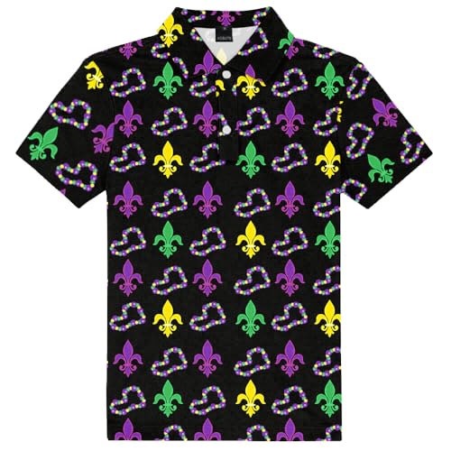 Image of AOBUTE Kids 4th of July Polo American Flag Short Sleeve Button Down Shirts Tops 3-14 Years