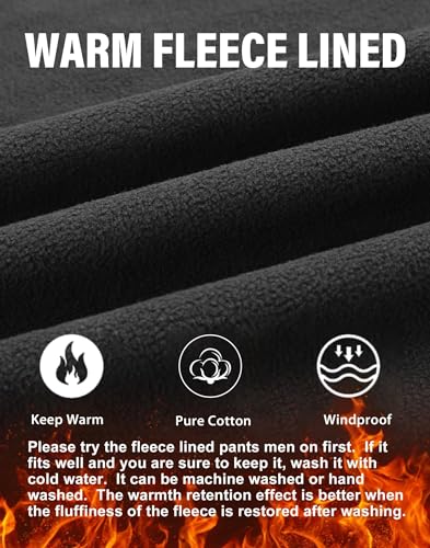 TRGPSG Men's Fleece Lined Hiking Pants Outdoor Windproof Outdoor Cargo Pants Casual Work Ski Pants with 8 Pockets4