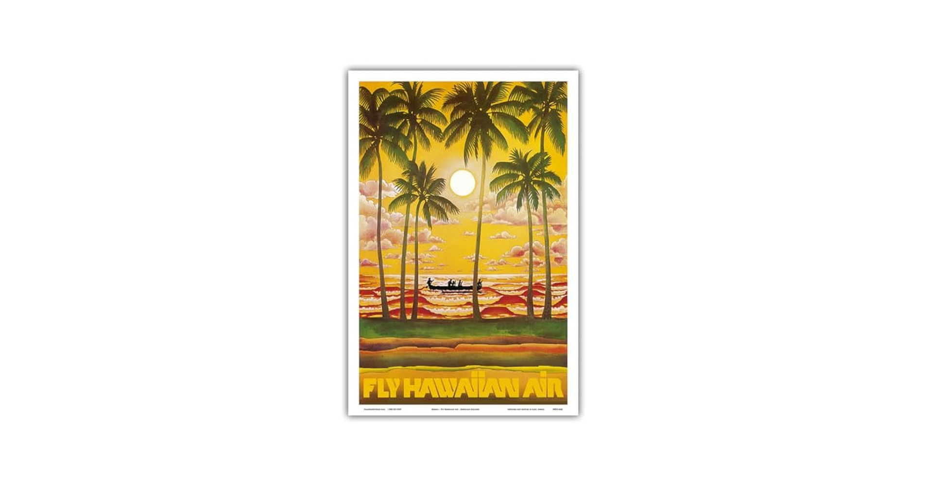 Hawaiian Air アートマップ ビンテージポスター Amazon.com: Hawaii - Fly Hawaiian Air - Hawaiian Airlines