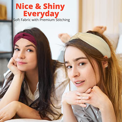 Lotus78 Headbands For Women. 08 Eight Pack Head Bands, Soft Fabric Hair Bands For Women's Hair. Elastic Sweat Band For Women, Trendy Womens Headbands. Classy Head Band - Boho Headbands For Exercise & Yoga. (Maroon Offspring) #TOP4