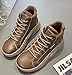 AUNTHUI Women'S Soft Leather Comfortable Casual Sneakers,Round-Toe Lace-Up Platform Sneakers,Outdoor Anti-Slip Shock Absorbing Heighten Fashion Running Sneakers (6.5,Brown-A,6.5)