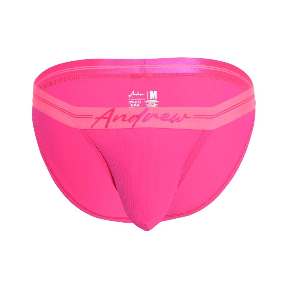 Andrew Christian Men's Pink - Briefs Underwear - Miami Cabana Boy Rib Brief W/Almost Naked® - 1X Size L
