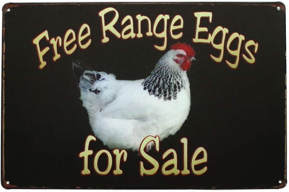 Letrero de metal vintage con diseño de gallinas camperas, huevos, póster retro, placa para decoración de pared de casa, cocina, granja, 30 x 40 cm