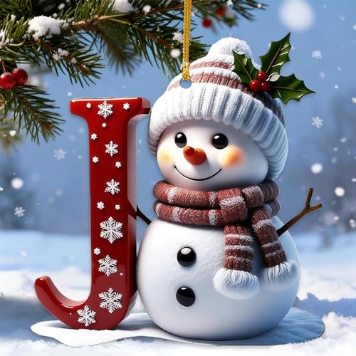 Snowman Christmas Ornaments,Personalized Letter...