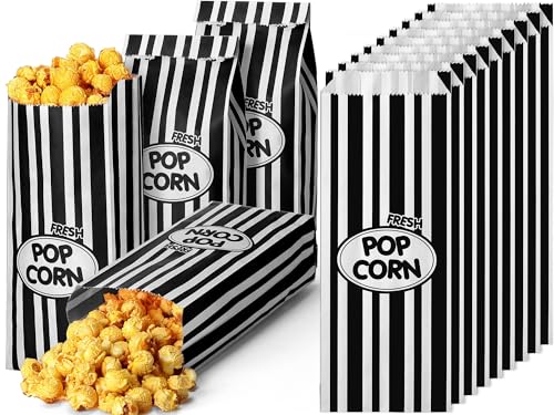 Image of Sherr 1000 Pcs 2oz Popcorn Bags Bulk Black Retro Stripes Disposable Popcorn Bags for Circus Carnival Party Favors Movie Nights Birthday Party Event Supplies Machine Accessories
