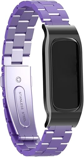 Miniatura 2 de Correa de reloj de metal compatible con Samsung Galaxy Fit2 SM-R220 de acero inoxidable con marco protector de caja de repuesto para Fit 2 SM-R220