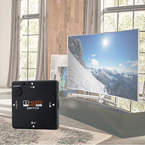 Image of BigPlayer HDMI Splitter 3 Input to 1 Output Manual HDMI Switcher, Support 4K 3D 1080P, Plug and Play for Xbox, PS4, PS3, Blu-Ray Player, DVD, HDTV 3 Port 1080P HDMI Auto Switch Splitter Switcher HUB- Black