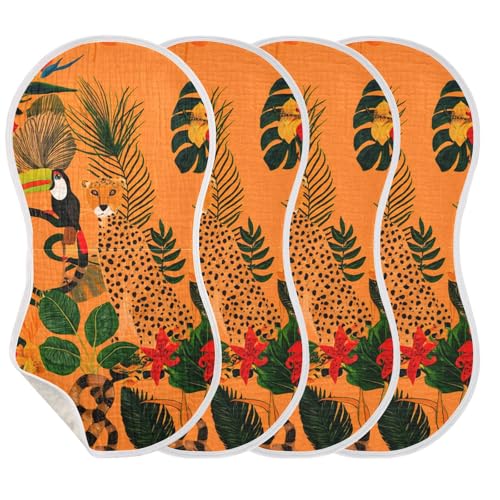 Animals Flowers Wild Orange Burp Cloths for Babies Burp Rag Cotton Spit Up Rag for Baby Boy Girl3