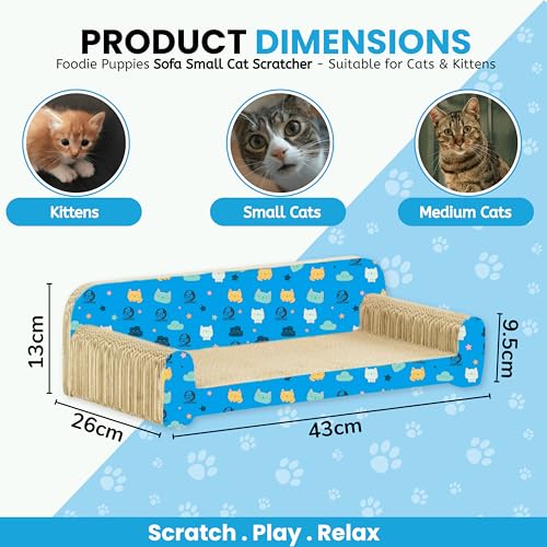 Image of Foodie Puppies Cat Scratcher Pad with Catnip for Cats & Kittens - (Sofa, Small) (43 x 26 x 13 cm) | Durable Modern Longue Corrugated Cardboard Cat Scratching Pad for Furniture Protection & Play