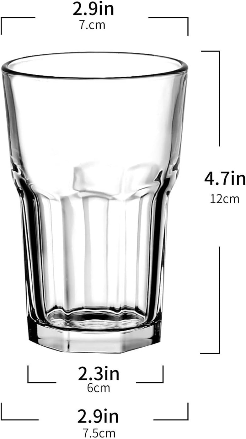 INLIMA Drinking Glasses Exquisite Highball Glasses Set 300ml Durable Tempered Glass Water Tumbler for