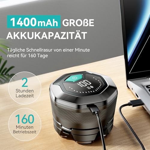 Glatzen Rasierer Herren, kensen Kopfrasierer Glatze Wasserdicht Kopf Rasierer Herren Wiederaufladbar Typ-c Head Shaver Men Magnetische Leicht zu Reinigen Akkulaufzeit 160 Mins
