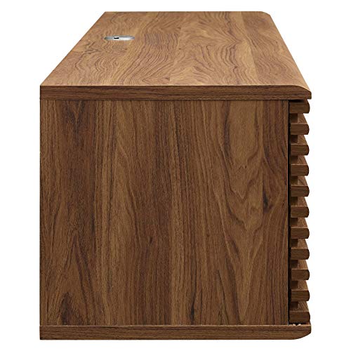 Modway Render 60" Mid-Century Modern Wall Mount Media Console Tv Stand, 60 Inch, Walnut #TOP2