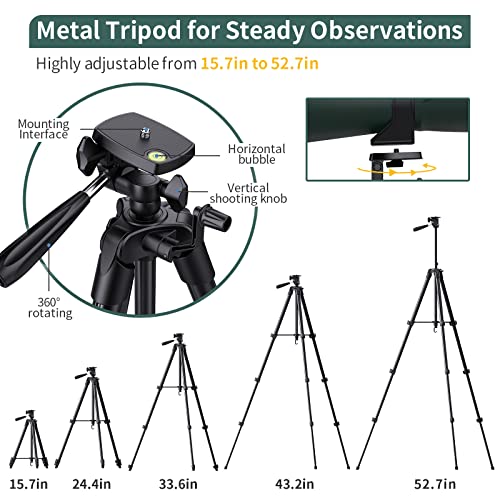 Dsoon 20-60X80 Spotting Scopes For Target Shooting With Extendable Tripod, Phone Adapter, Remote Control, Carry Bag, Spotting Scope For Bird Watching Hunting, Waterproof Spotter Scope #TOP6