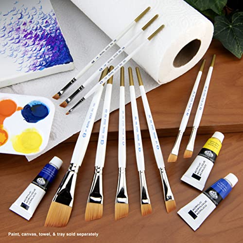 Royal Gold Royal And Langnickel Short Handle Paint Brush Set, Angular, 10-Piece #TOP5