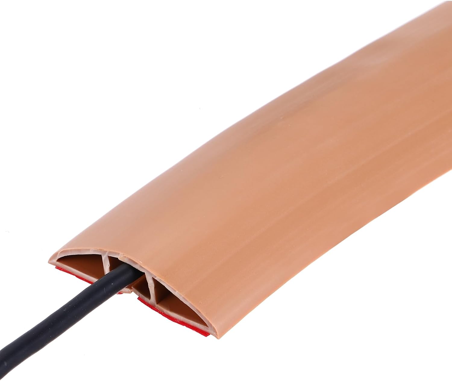 MECCANIXITY Floor Cord Cover 10ft, Extension Cord Hider for Floor Cable Management Wire Covers Protector Prevent Cable Trips 0.47" W x 0.24" H, Grey Wood