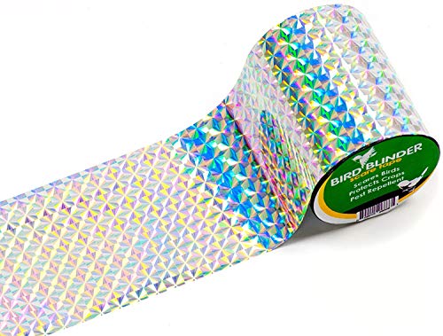 The Original Bird Repellent Scare Tape - Bird Deterrent Tape (Diamond) - Scare Birds Away - Geese, Pigeon, Duck, Woodpecker - 147 Feet X 2-Inch Deterrent - Bird Blinder #TOP3