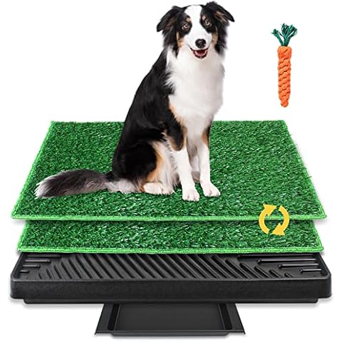 BRIAN & DANY Dog Toilet Tray with Two Artificial Grass Mats and Portable Dog Litter Tray for Indoor/Outdoor, 63cm x 51cm Cover
