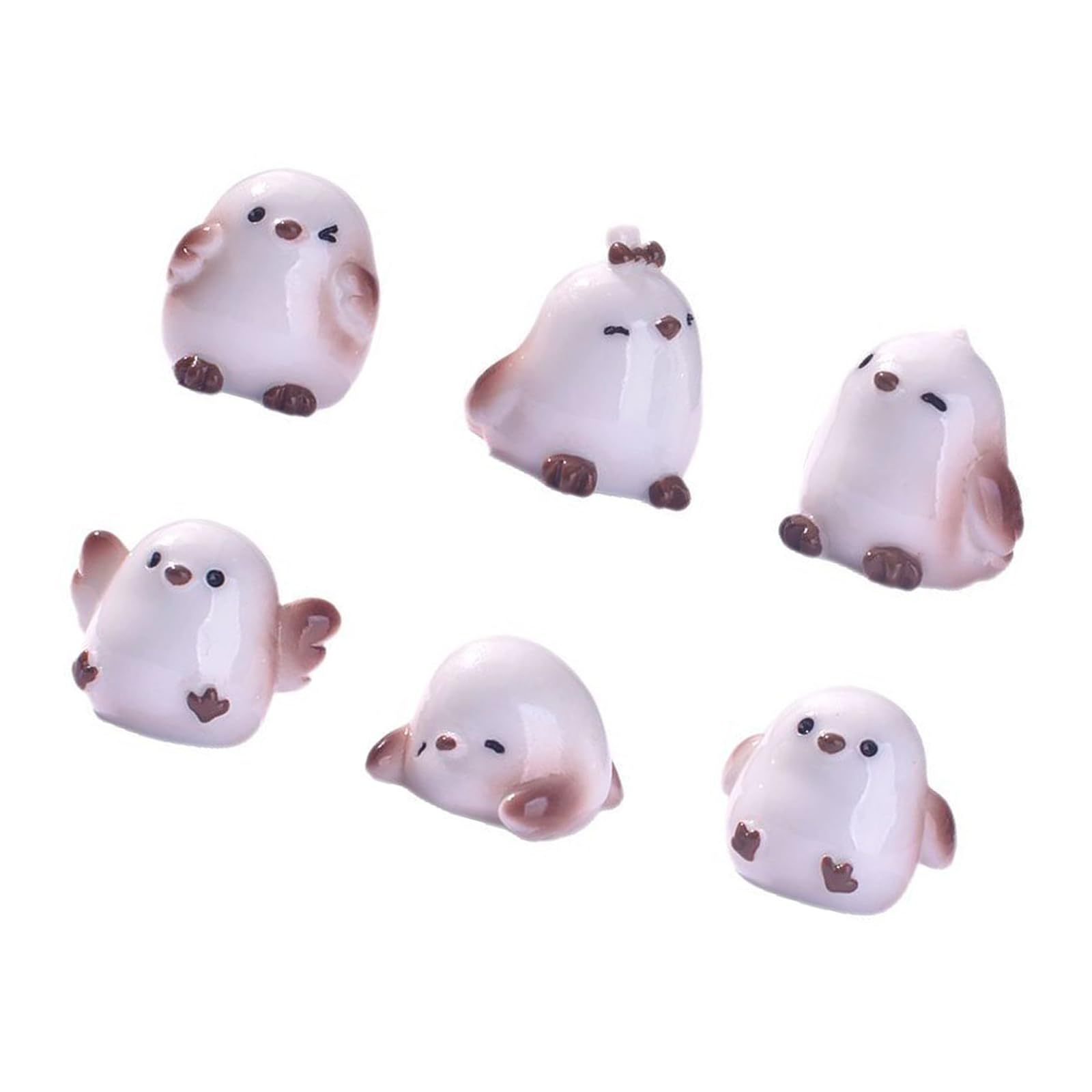 alloneslife 6Pcs Miniature Resin Tit Bird Figurines Decorations Cartoon Animal Statues for Car Dashboard Desk Displays and Project Bird Sculpture